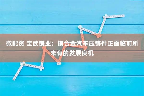 微配资 宝武镁业：镁合金汽车压铸件正面临前所未有的发展良机