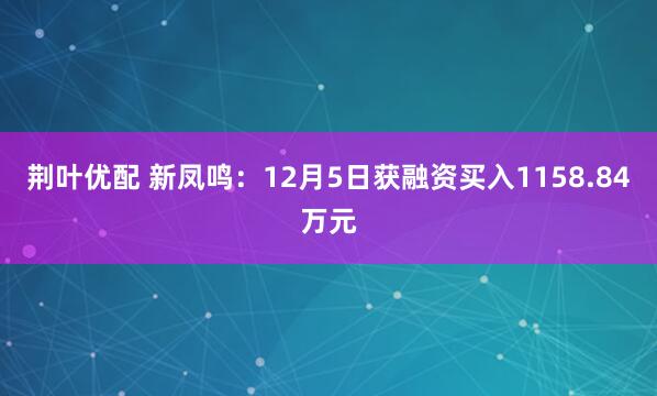 荆叶优配 新凤鸣：12月5日获融资买入1158.84万元